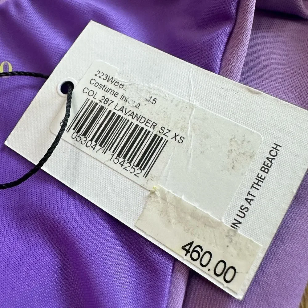 The Attico One Piece Swimsuit Backless Cheeky Bottom Halter Top Lavender XS‎